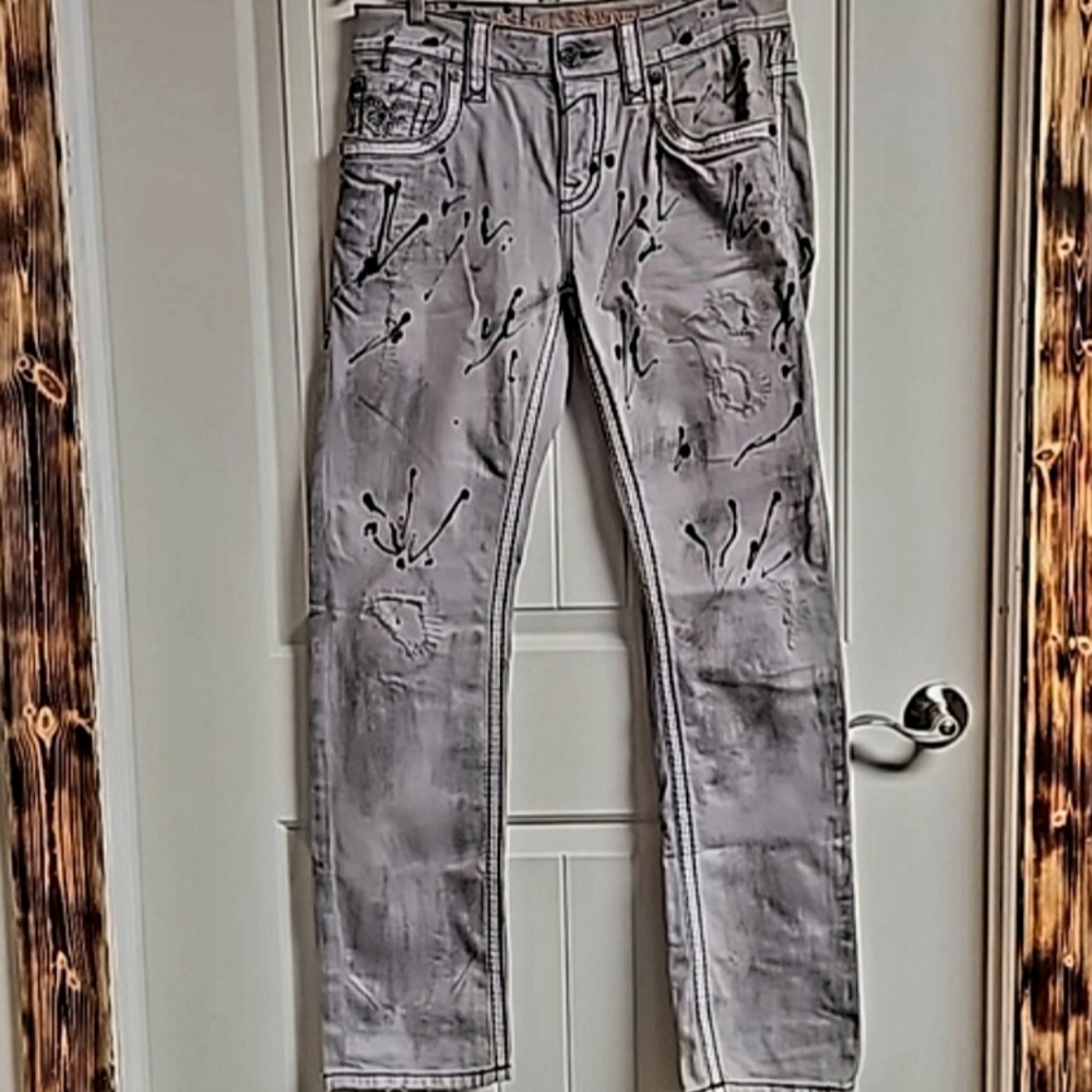 Men's Rock Revival "Metallic Studs" Wilkins Straight Leg Jeans